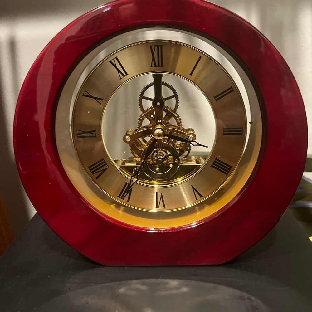 Elegant Desk Clock in box. 8 inches tall.